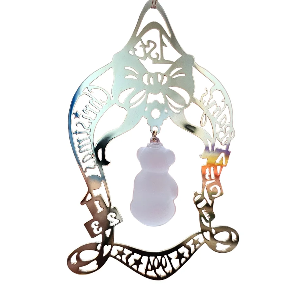 1994 Lenox Baby's 1st Christmas Gold Filigree & Glass Bear Ornament - Picture 6 of 10